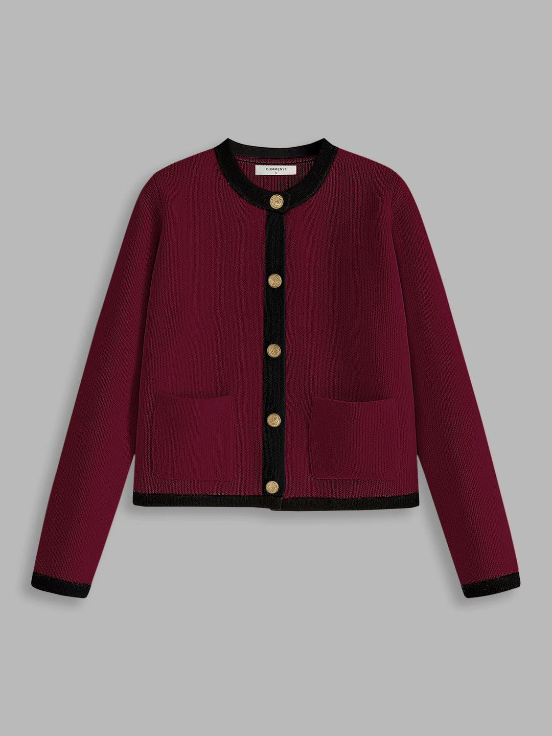 Elegante Damen Strickjacke mit Knopfleiste und Rock Set-Bordeaux-XS-Luzern Mode