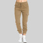 Damen Cargo Hose mit Taschen - Bequeme Freizeithose Trend-Braun-S-Luzern Mode