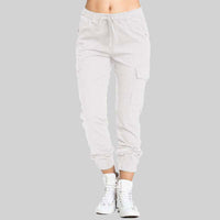 Damen Cargo Hose mit Taschen - Bequeme Freizeithose Trend-Weiß-S-Luzern Mode
