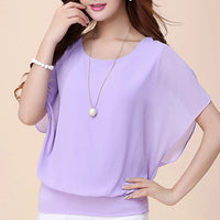 Damen Chiffon Bluse | Rüschenärmeln | Locker | Rundhals | Einfarbig-Luzern Mode