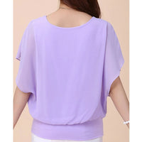 Damen Chiffon Bluse | Rüschenärmeln | Locker | Rundhals | Einfarbig-Luzern Mode