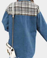 Damen Denimjacke | Knopfleiste | Rautenmuster | Lange Ärmel | Locker-Luzern Mode
