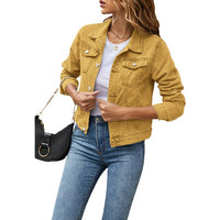 Damen Jeansjacke Casual Mode - Perfekt für Alltag und Freizeit-Gelb-S-Luzern Mode