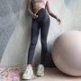 Damen Sport Leggings mit Hoher Taille für Fitness und Yoga-Grau-XS-Luzern Mode