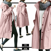 SEO-freundlicher Titel: Wasserdichter Damenmantel mit Kapuze und Taschen-Rosa-S-Luzern Mode