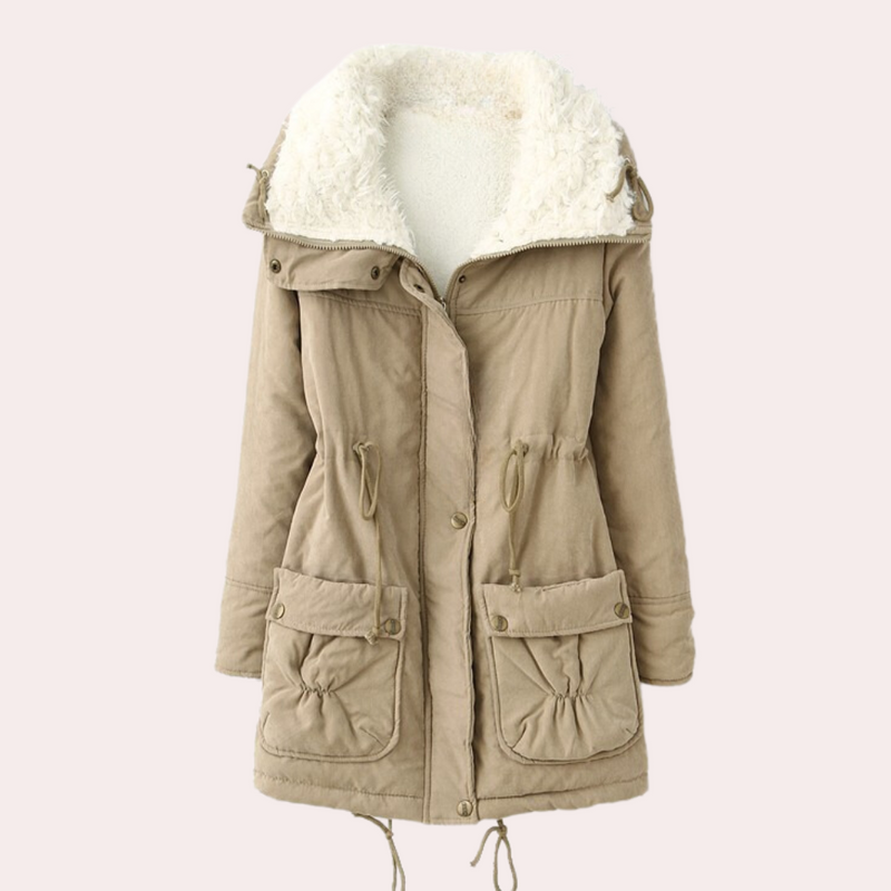 Damen Winterjacke mit Kapuze und Taschen - Warm & Stilvoll-Khaki-XS-Luzern Mode