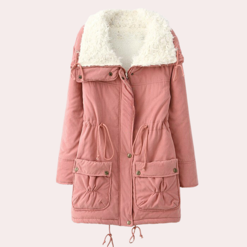 Damen Winterjacke mit Kapuze und Taschen - Warm & Stilvoll-Rosa-XS-Luzern Mode