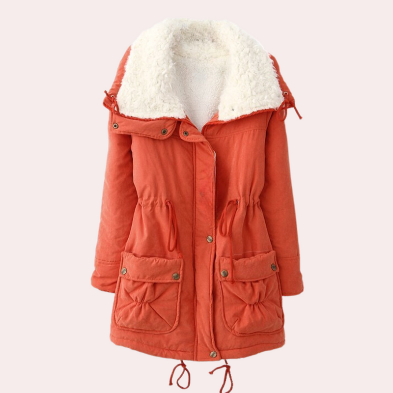 Damen Winterjacke mit Kapuze und Taschen - Warm & Stilvoll-Rot-XS-Luzern Mode