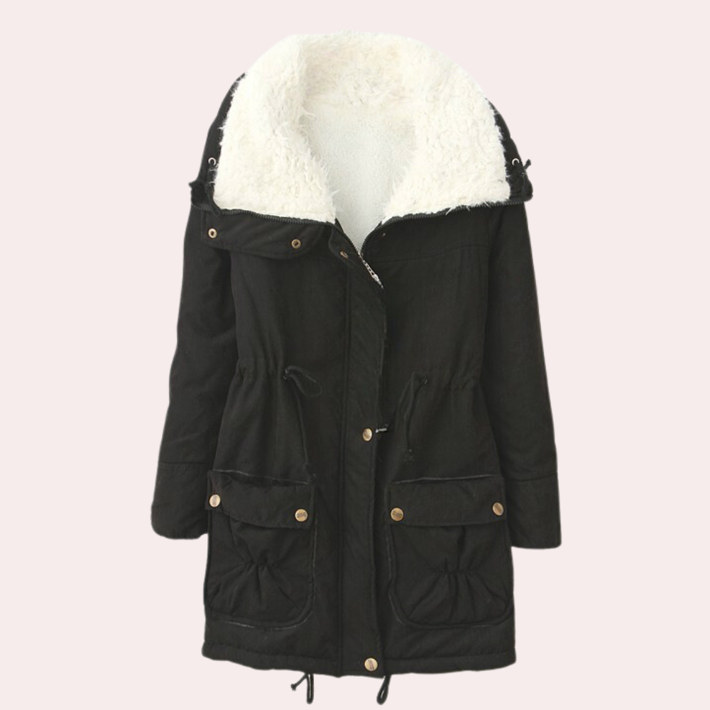 Damen Winterjacke mit Kapuze und Taschen - Warm & Stilvoll-Schwarz-XS-Luzern Mode