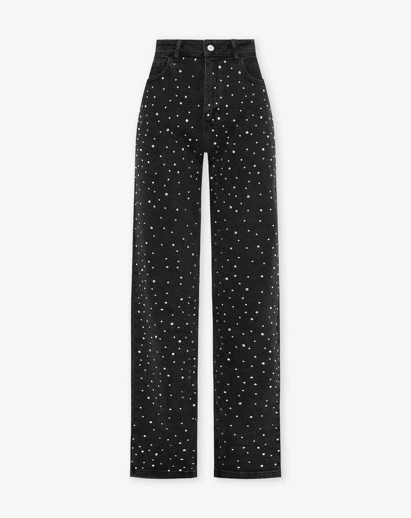 Damen Glitzer Jeans | Reguläre Passform | Hoher Bund | Stretch | Trendy-Luzern Mode