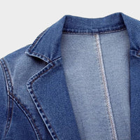 Damen Jeansblazer | Blau | Einfarbig | Knopfverschluss | Locker-Luzern Mode