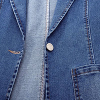 Damen Jeansblazer | Blau | Einfarbig | Knopfverschluss | Locker-Luzern Mode