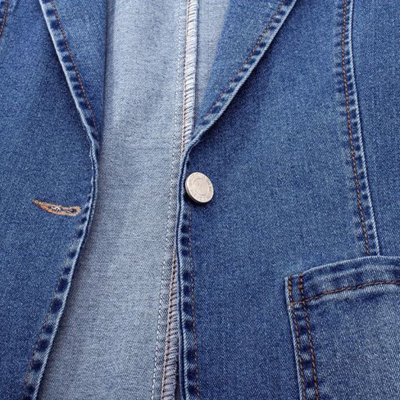 Damen Jeansblazer | Blau | Einfarbig | Knopfverschluss | Locker-Luzern Mode