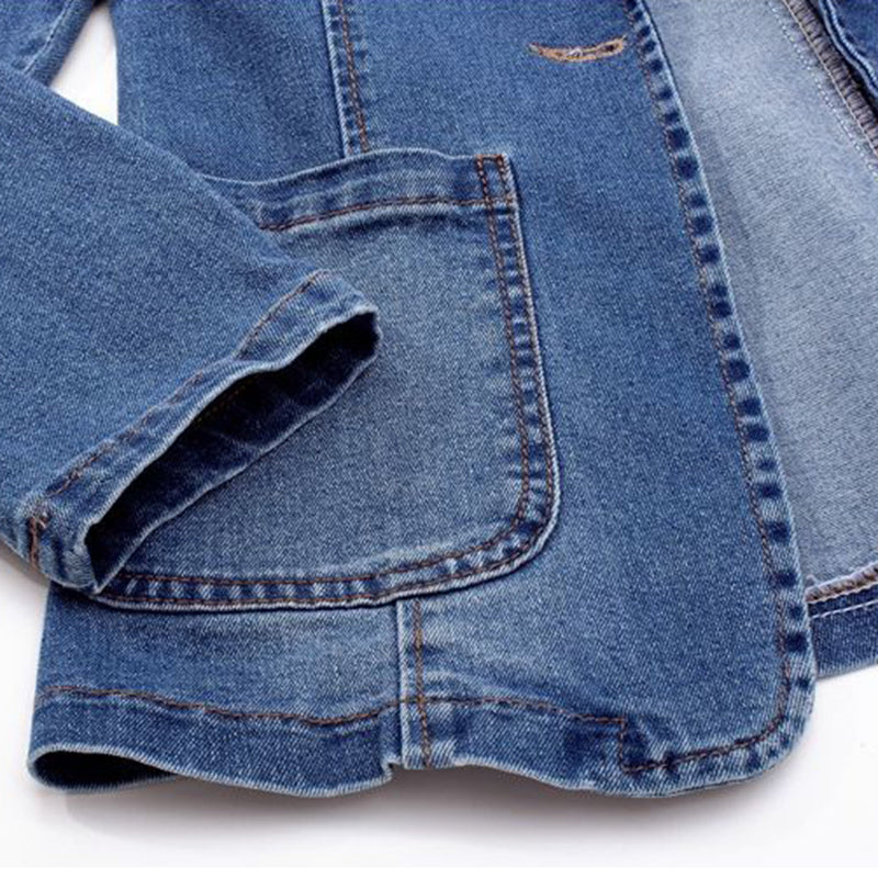 Damen Jeansblazer | Blau | Einfarbig | Knopfverschluss | Locker-Luzern Mode