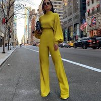 Eleganter Damen Jumpsuit mit Halbkragen für den Alltag-Gelb-S-Luzern Mode