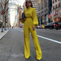 Eleganter Damen Jumpsuit mit Halbkragen für den Alltag-Gelb-S-Luzern Mode