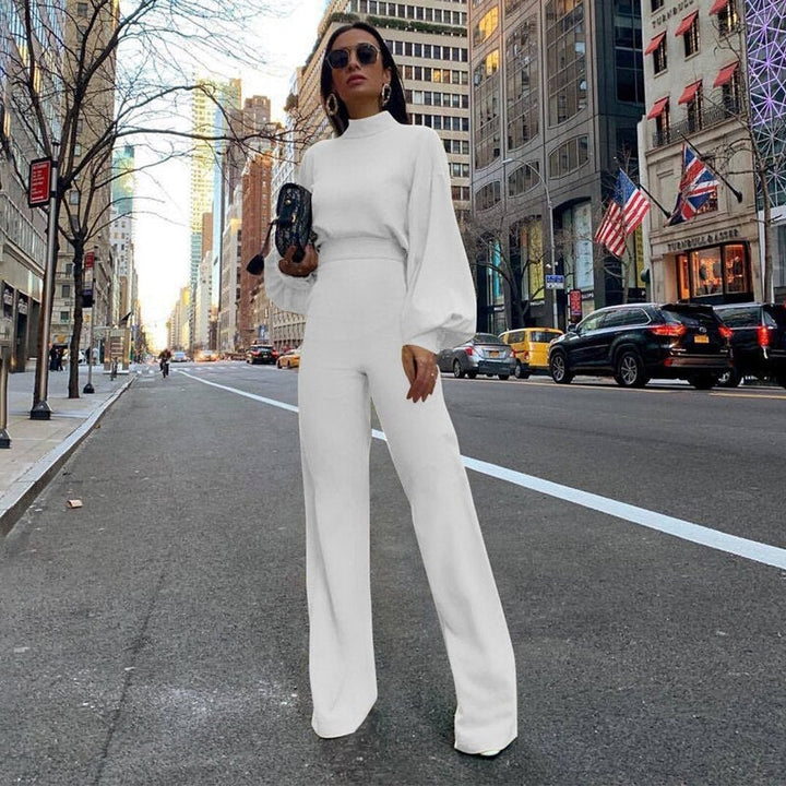 Eleganter Damen Jumpsuit mit Halbkragen für den Alltag-Weiß-S-Luzern Mode