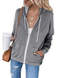 Damen Kapuzenpullover mit Reißverschluss und Taschen-Grau-S-Luzern Mode
