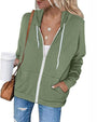 Damen Kapuzenpullover mit Reißverschluss und Taschen-Grün-S-Luzern Mode