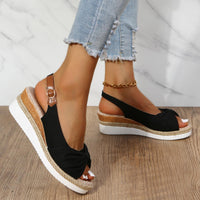 Damen Sandalen mit Keilabsatz und Knöchelriemen-Luzern Mode
