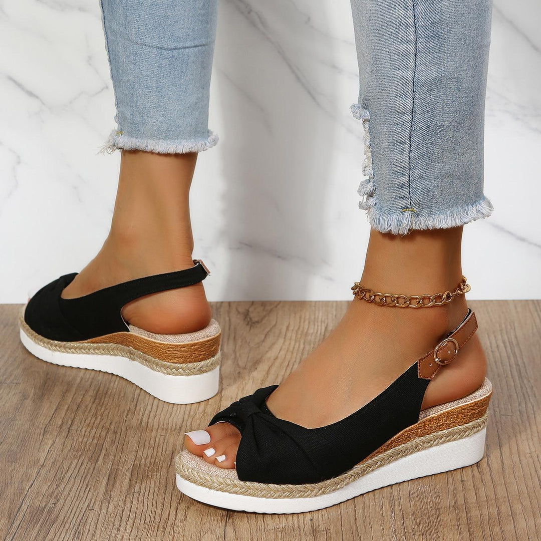 Damen Sandalen mit Keilabsatz und Knöchelriemen-Luzern Mode
