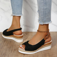 Damen Sandalen mit Keilabsatz und Knöchelriemen-Luzern Mode