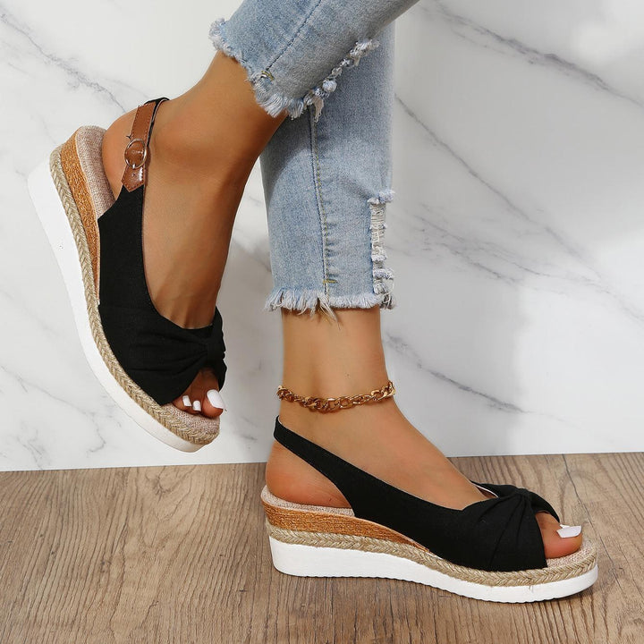 Damen Sandalen mit Keilabsatz und Knöchelriemen-Luzern Mode