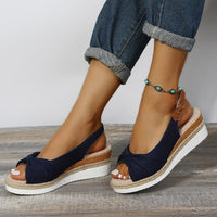 Damen Sandalen mit Keilabsatz und Knöchelriemen-Luzern Mode