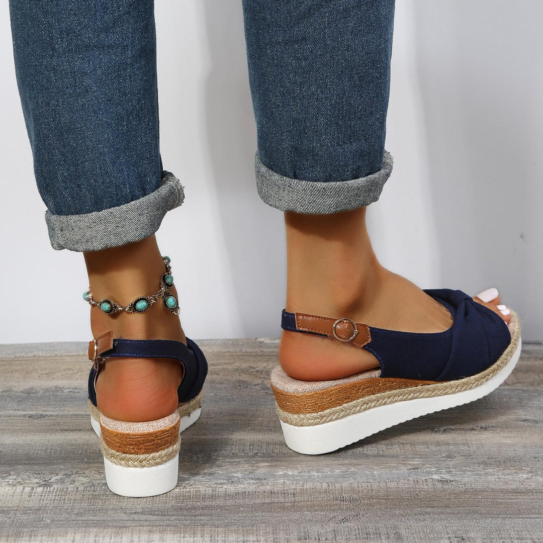 Damen Sandalen mit Keilabsatz und Knöchelriemen-Luzern Mode