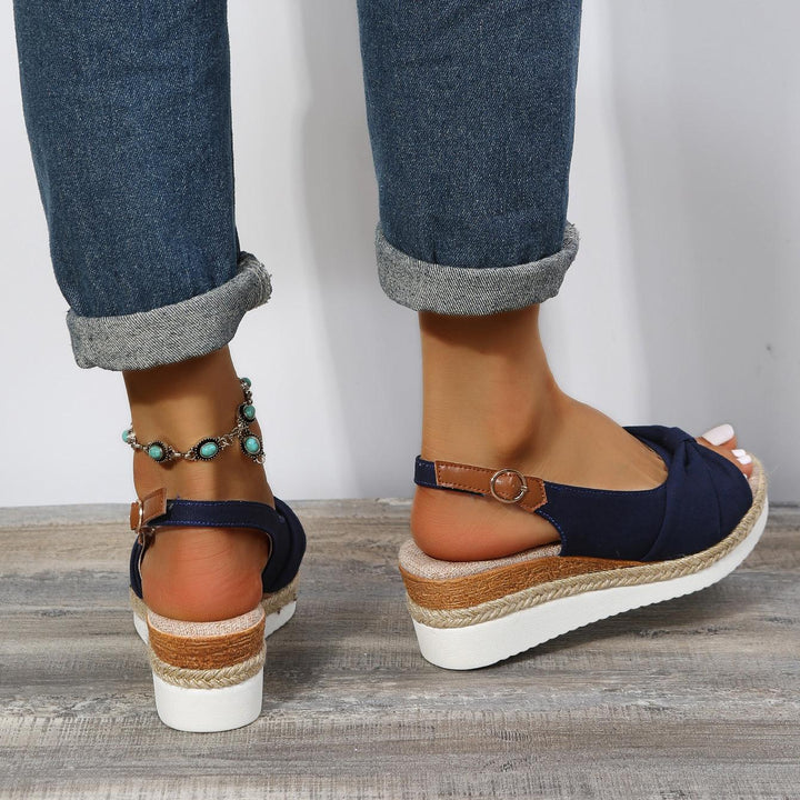 Damen Sandalen mit Keilabsatz und Knöchelriemen-Luzern Mode