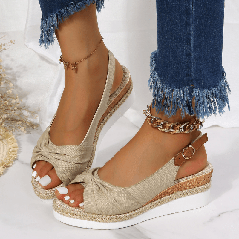 Damen Sandalen mit Keilabsatz und Knöchelriemen-Luzern Mode