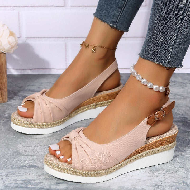 Damen Sandalen mit Keilabsatz und Knöchelriemen-Luzern Mode