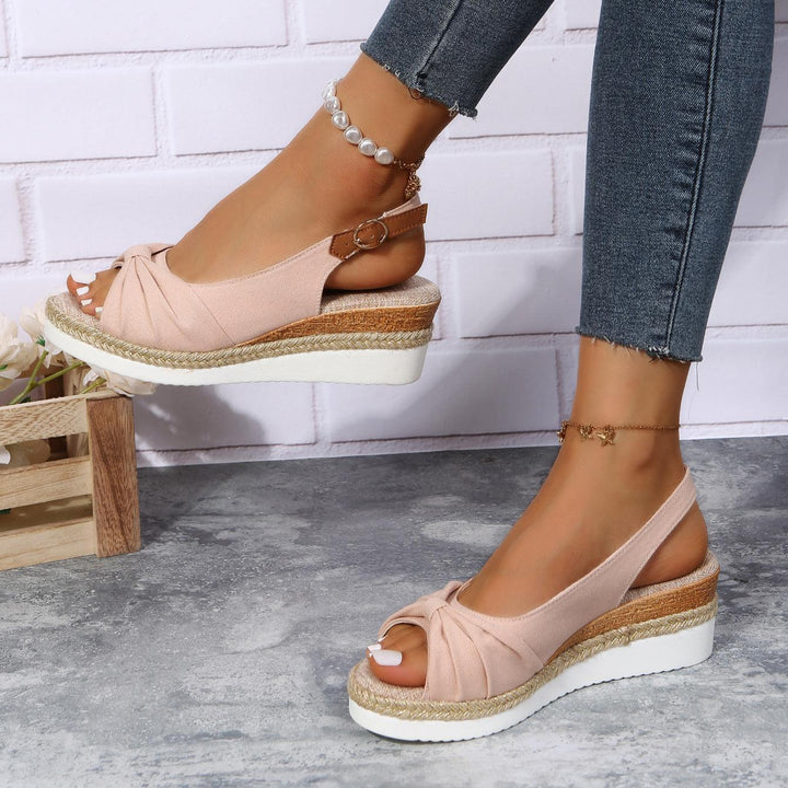 Damen Sandalen mit Keilabsatz und Knöchelriemen-Luzern Mode