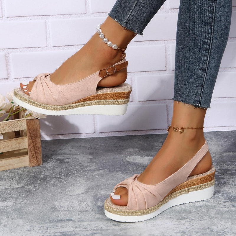 Damen Sandalen mit Keilabsatz und Knöchelriemen-Luzern Mode