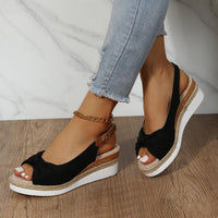 Damen Sandalen mit Keilabsatz und Knöchelriemen-Luzern Mode