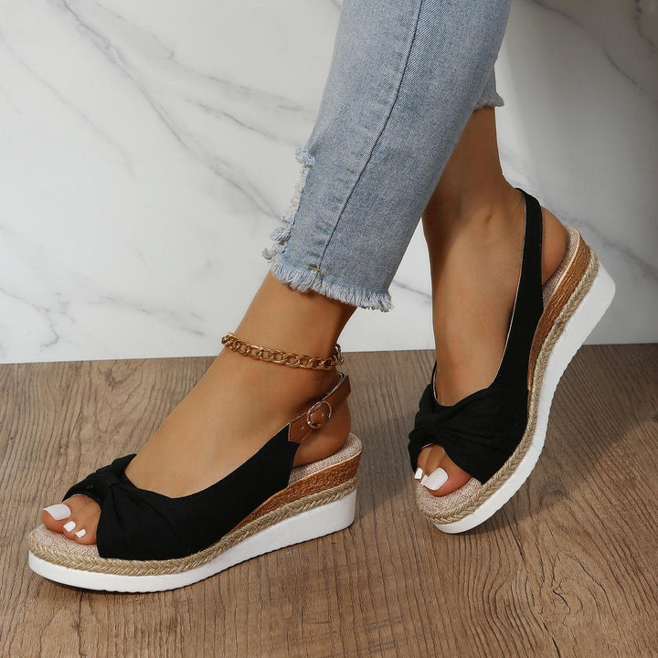 Damen Sandalen mit Keilabsatz und Knöchelriemen-Luzern Mode