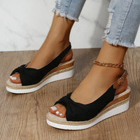 Damen Sandalen mit Keilabsatz und Knöchelriemen-Luzern Mode