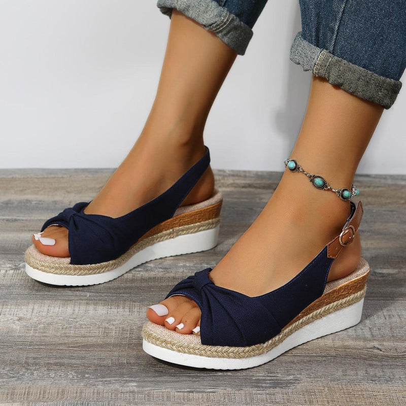 Damen Sandalen mit Keilabsatz und Knöchelriemen-Luzern Mode