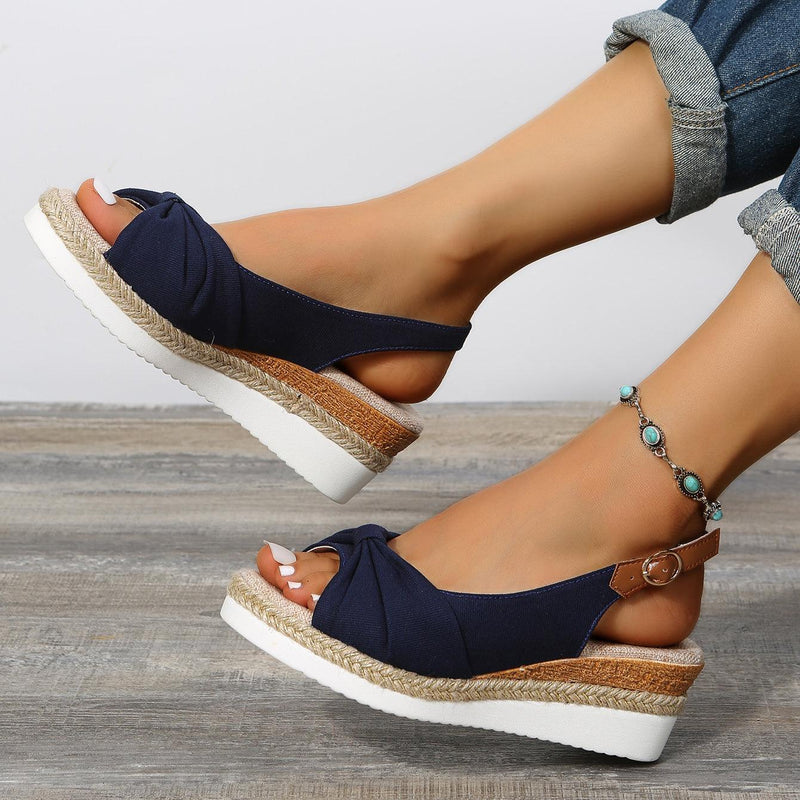 Damen Sandalen mit Keilabsatz und Knöchelriemen-Luzern Mode