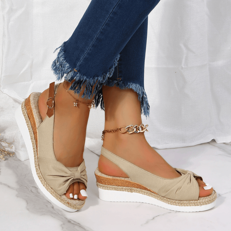 Damen Sandalen mit Keilabsatz und Knöchelriemen-Luzern Mode