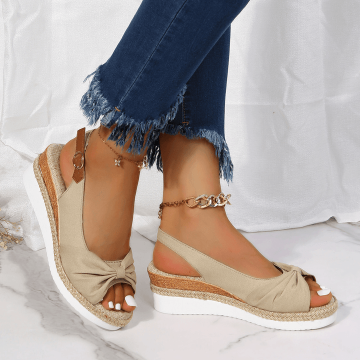 Damen Sandalen mit Keilabsatz und Knöchelriemen-Luzern Mode