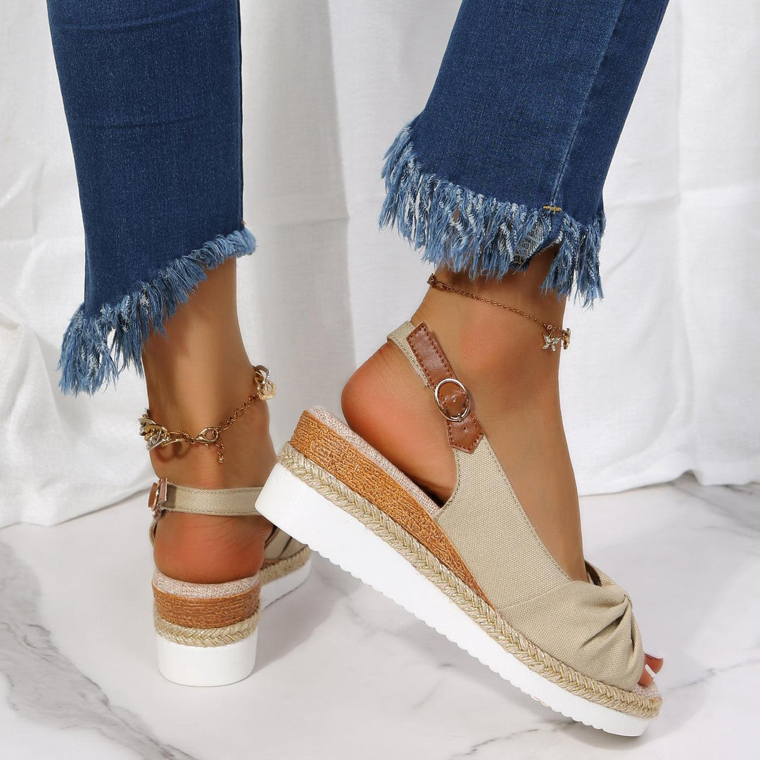 Damen Sandalen mit Keilabsatz und Knöchelriemen-Luzern Mode
