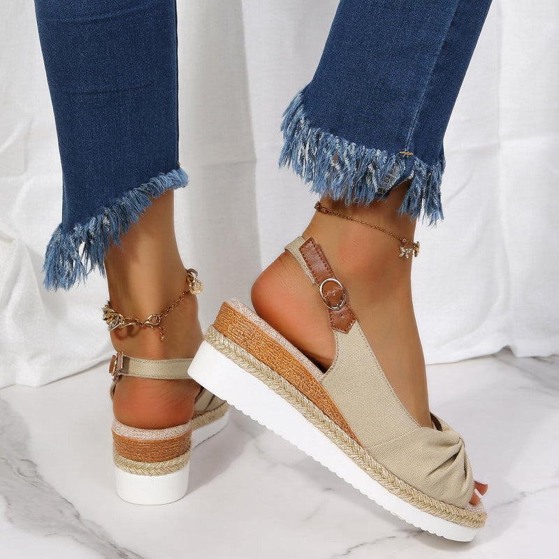 Damen Sandalen mit Keilabsatz und Knöchelriemen-Luzern Mode