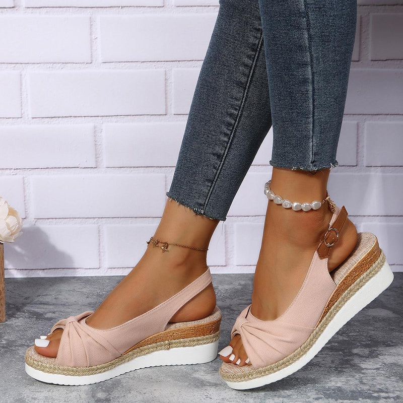 Damen Sandalen mit Keilabsatz und Knöchelriemen-Luzern Mode
