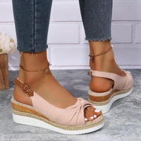 Damen Sandalen mit Keilabsatz und Knöchelriemen-Luzern Mode
