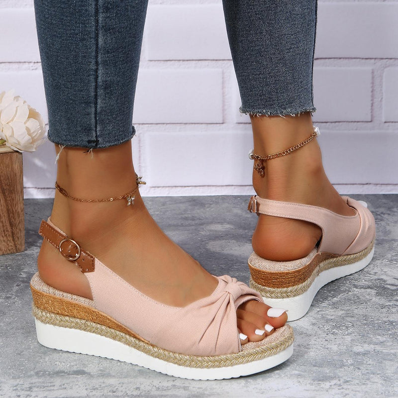 Damen Sandalen mit Keilabsatz und Knöchelriemen-Luzern Mode