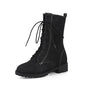 Damen Stiefeletten mit Schnürung für Herbst und Winter-Schwarz-33-Luzern Mode