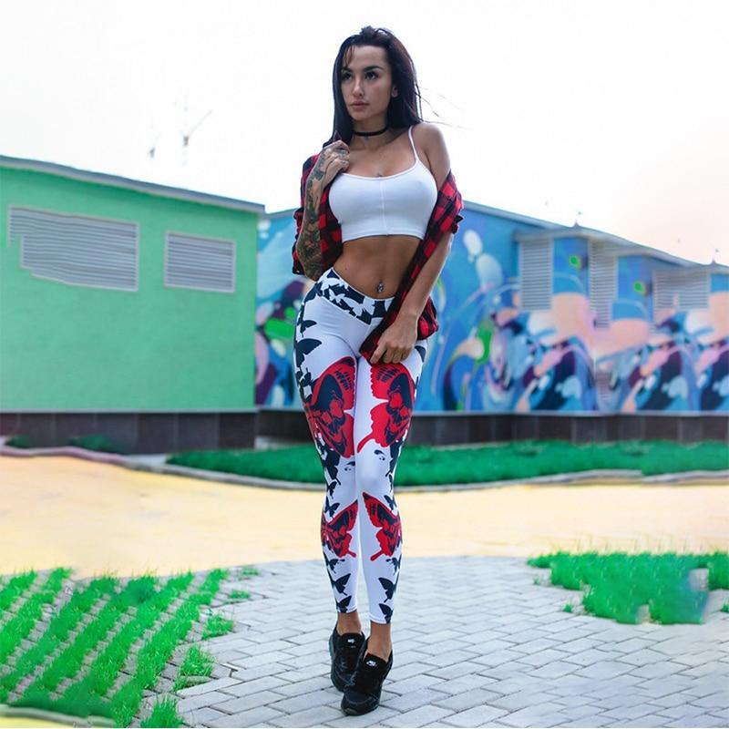 Damen Sport Leggings mit Graffiti Muster für Fitness-Luzern Mode