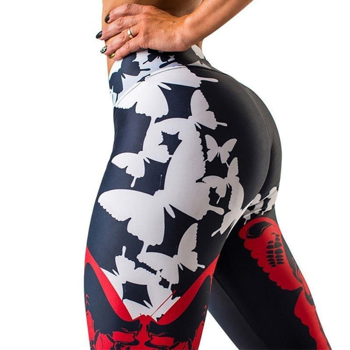Damen Sport Leggings mit Graffiti Muster für Fitness-Schwarz-S-Luzern Mode