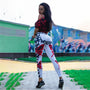 Damen Sport Leggings mit Graffiti Muster für Fitness-Weiß-S-Luzern Mode